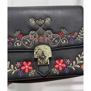 Disney Pixar Coco Skull Floral Embroidered Purse Handbag Crossbody Bag